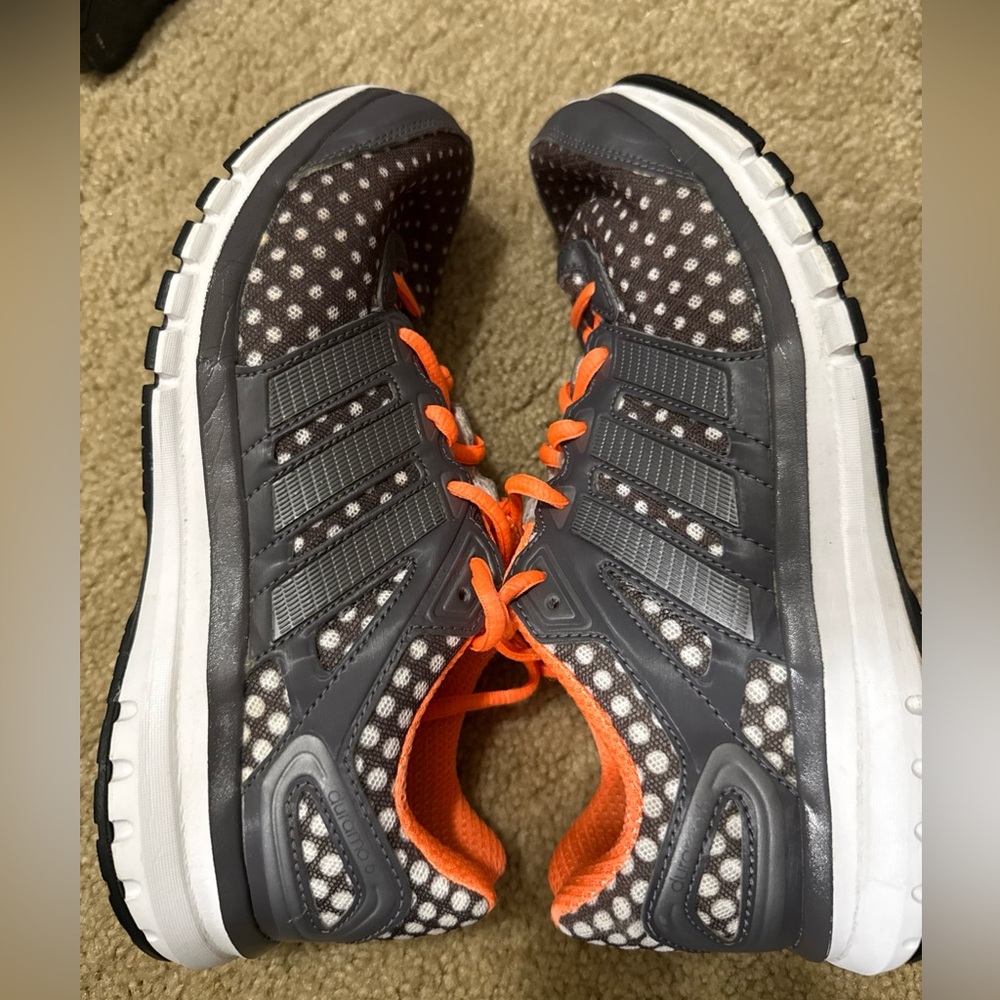 Adidas Women Adeprene+ Size 7 Gray White Dot‎ Orange Shoes Athletic